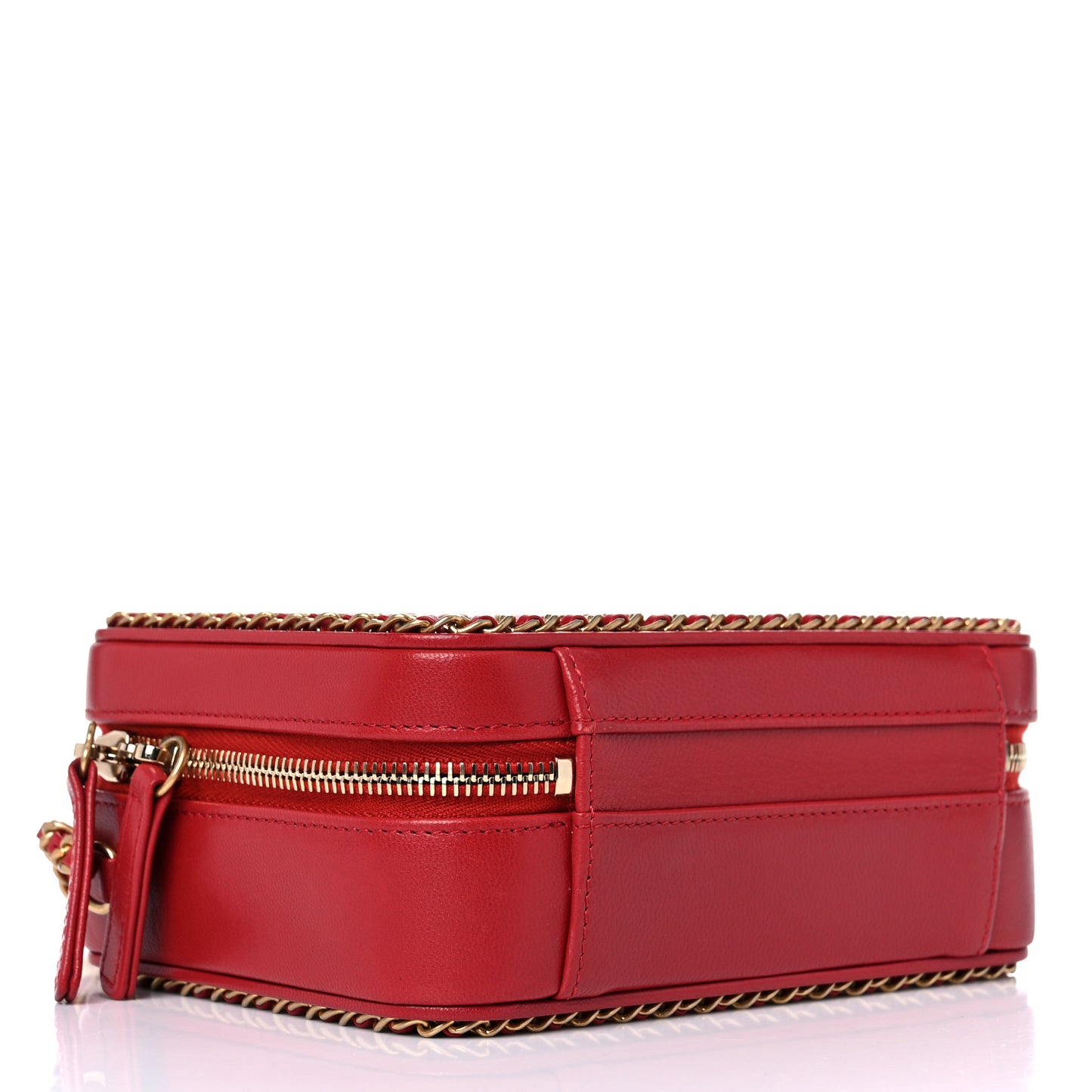 Goatskin Quilted Small CC Filigree Vanity Case Red