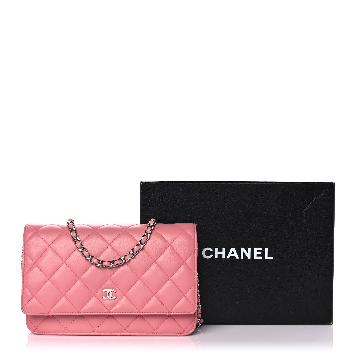 Chanel Lambskin Quilted Wallet on Chain WOC Pink 14 of 14