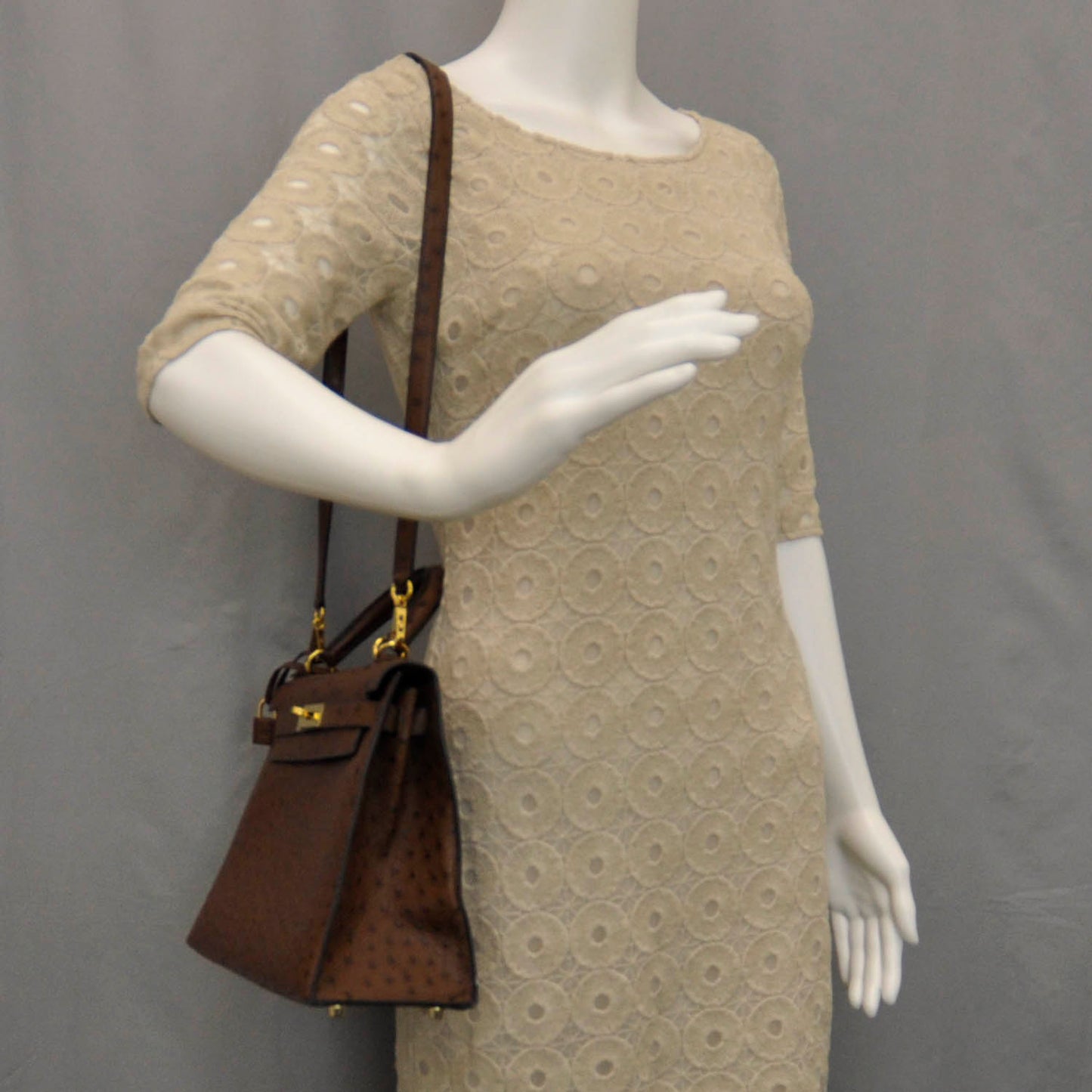 Ostrich Kelly 28 Chocolate