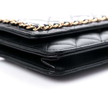 Chanel Lambskin Quilted Chain Around Wallet On Chain WOC Black 9 of 15