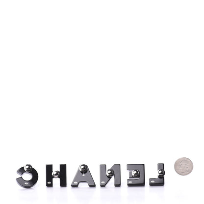 Chanel Resin Mirror Logo Brooch Set Black 2 of 4