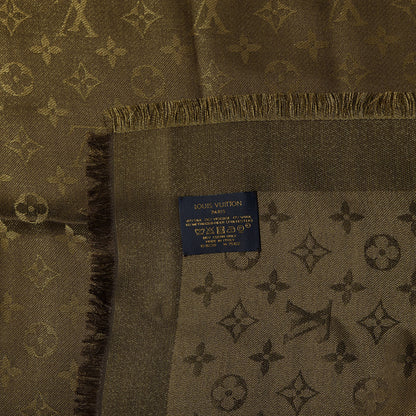 Louis Vuitton Silk Lurex Wool Monogram Shine Shawl Brown 3 of 3