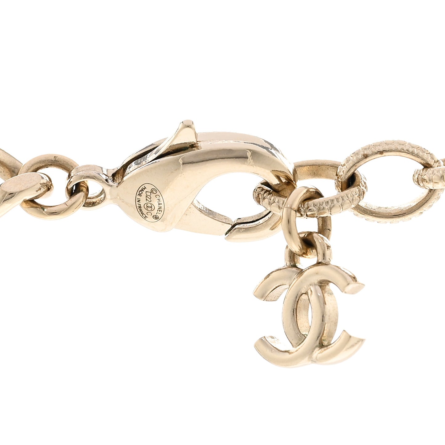 Crystal Pearl CC Lock Short Necklace Gold Black