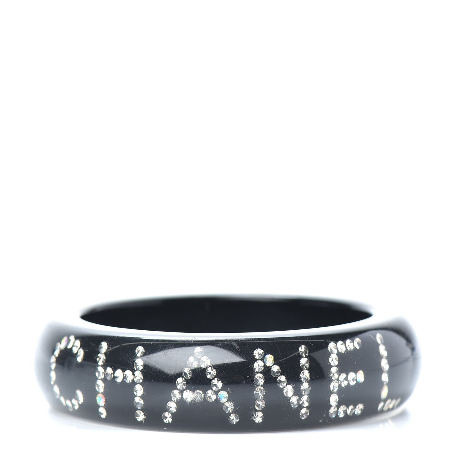 Chanel Resin Crystal CC Logo Bracelet Black 1 of 4