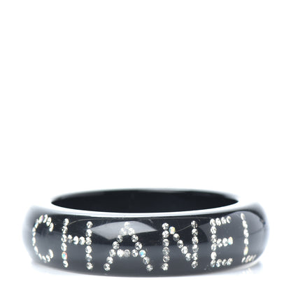 Chanel Resin Crystal CC Logo Bracelet Black 1 of 4