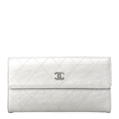 Chanel Aged Metallic Calfskin Large Palette Flap Wallet Silver 1 of 8