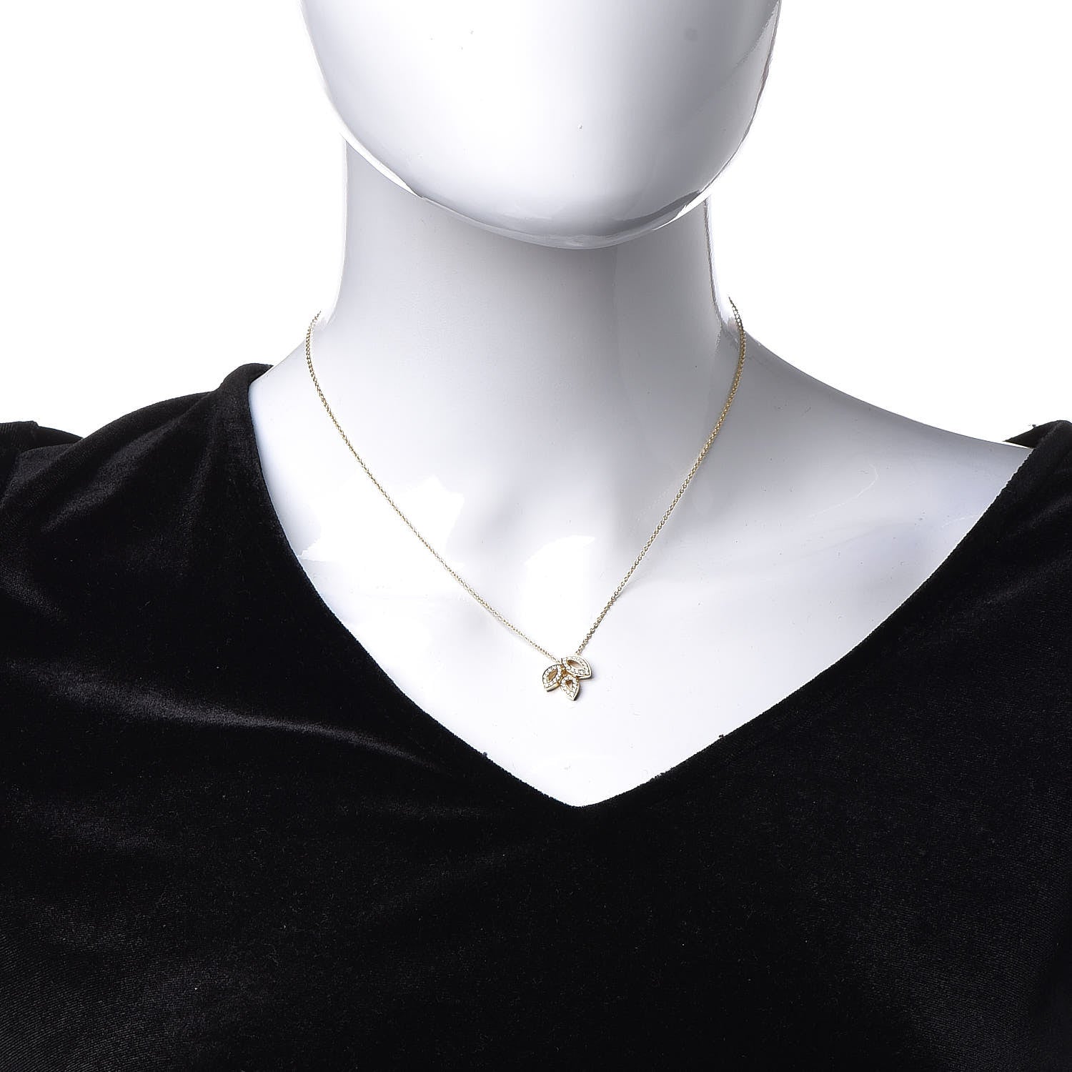 Harry Winston 18K Yellow Gold Diamond Small Lily Cluster Pendant Necklace 2 of 7