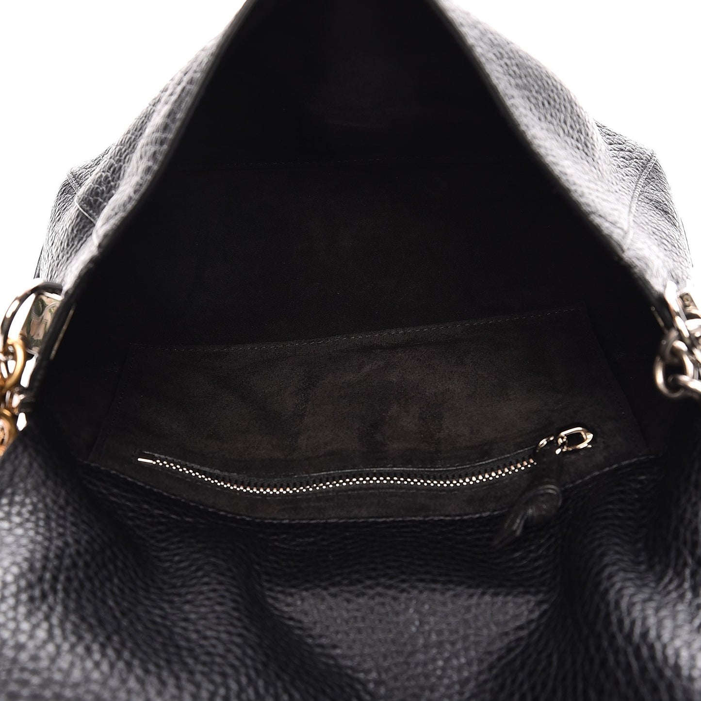 Pebbled Calfskin Small Courier Black