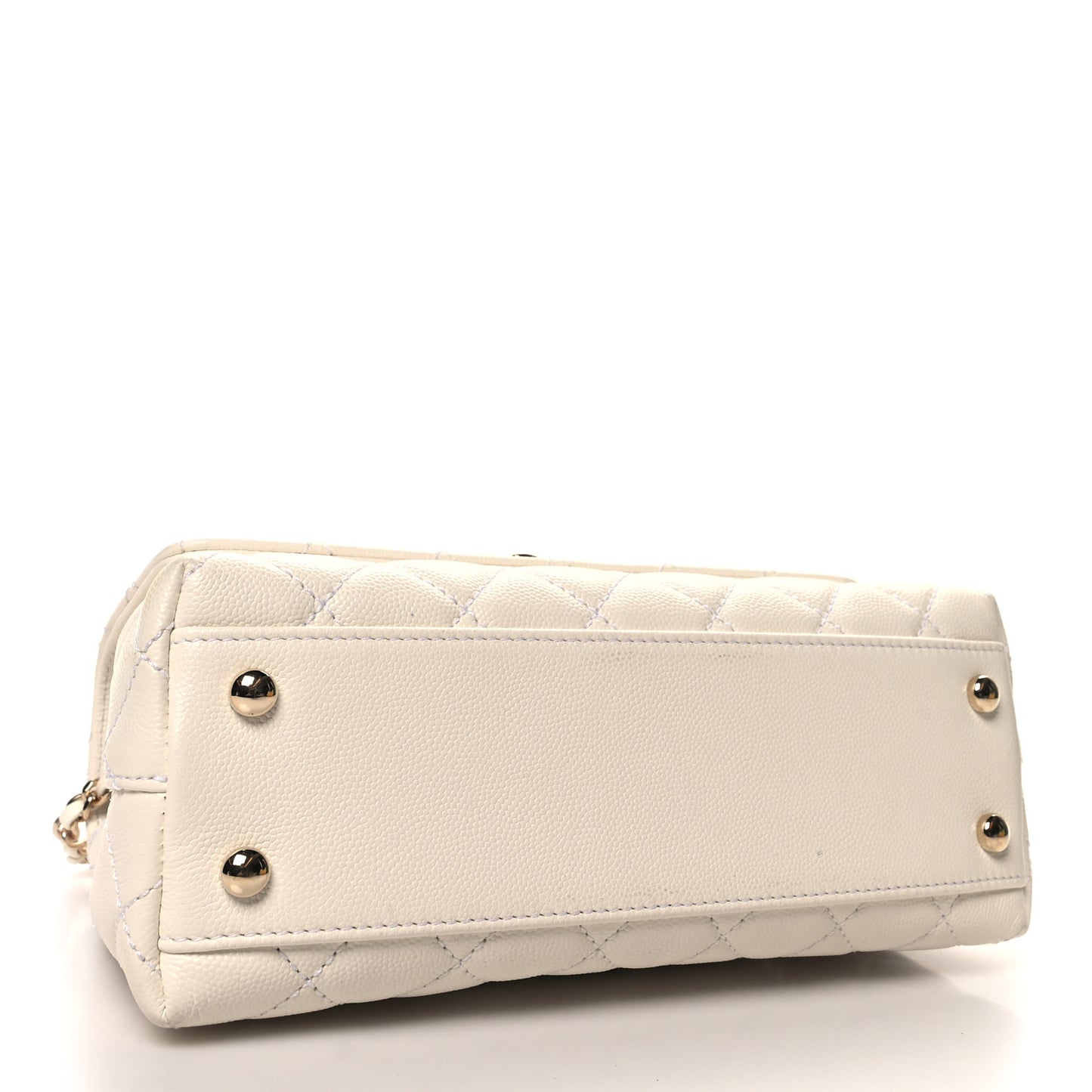 Caviar Quilted Mini Coco Handle Flap White