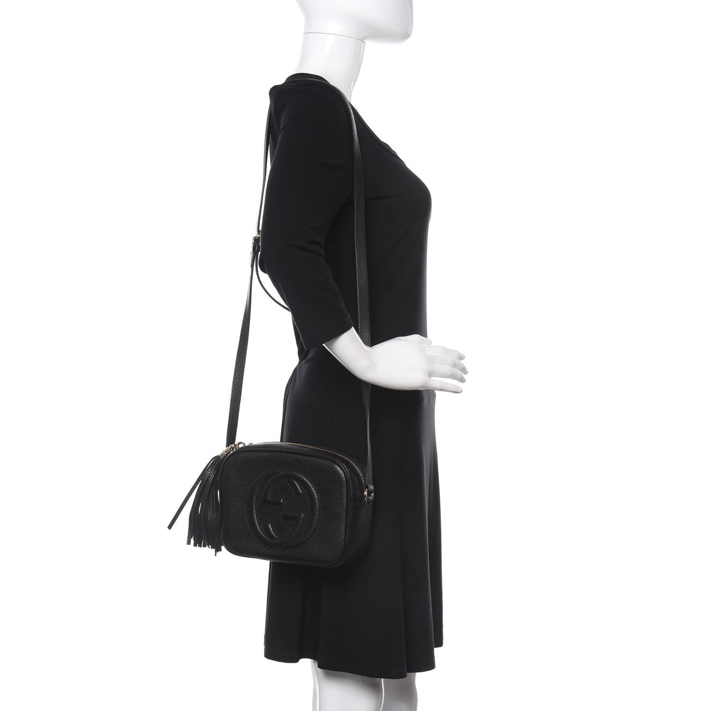 Pebbled Calfskin Small Soho Disco Bag Black