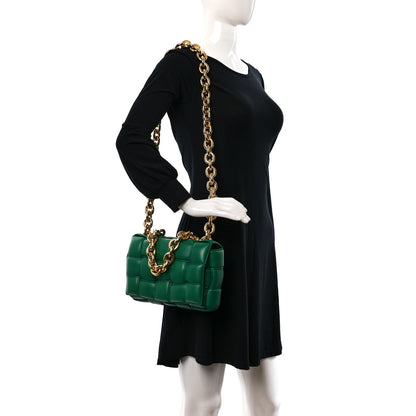 Bottega Veneta Lambskin Maxi Intreccio Padded Chain Cassette Crossbody Bag Racing Green 2 of 12