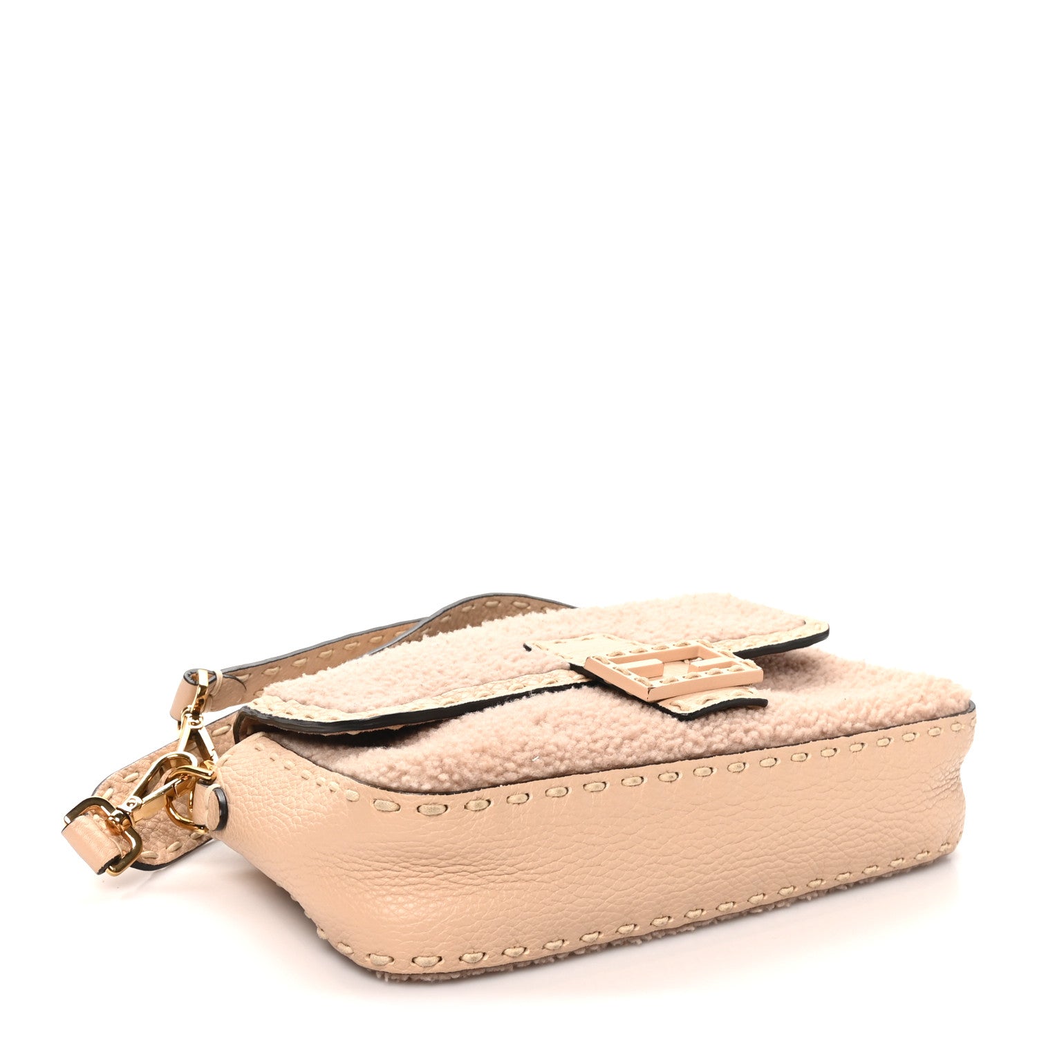 Fendi Curly Sheepskin Cuoio Romano Selleria Baguette Plaster Panna 4 of 11