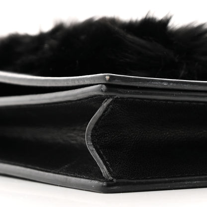 Celine Smooth Lambskin Fur Frame Evening Chain Clutch Black 9 of 10