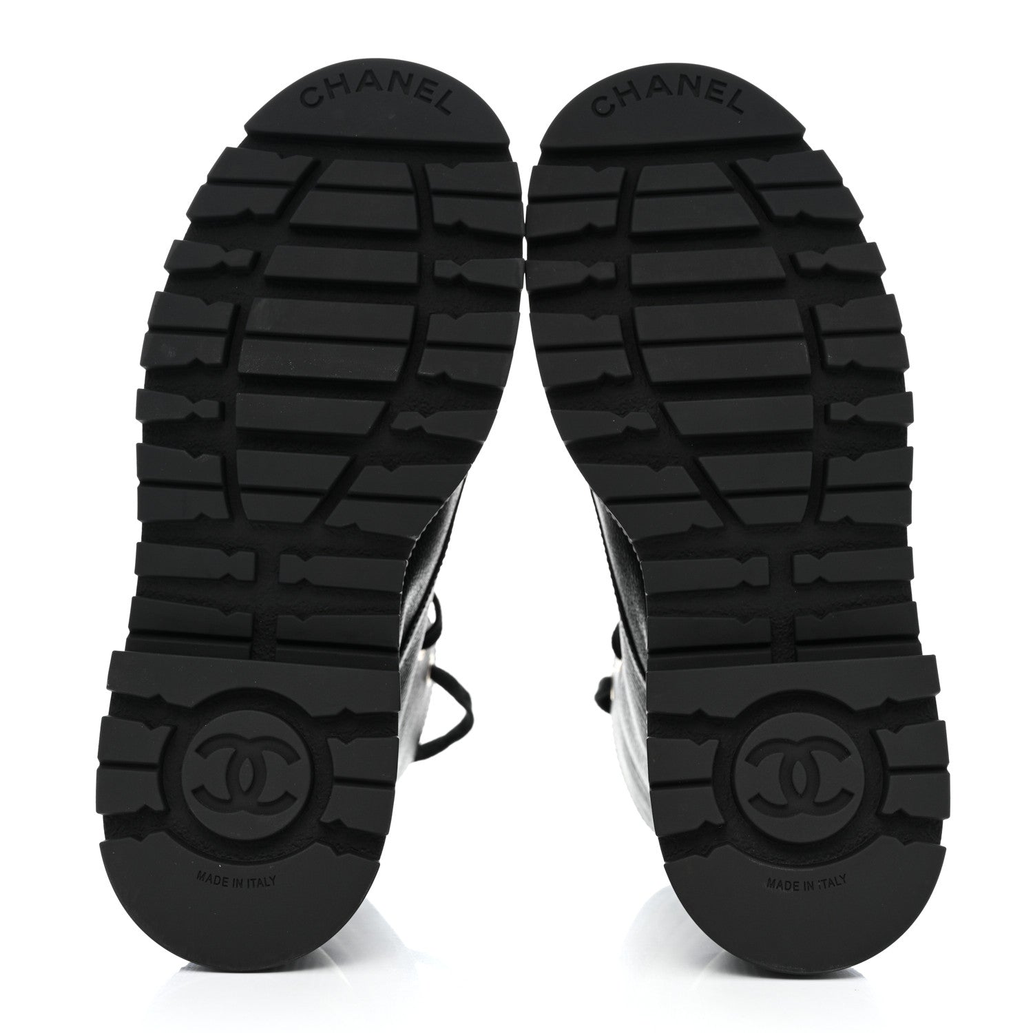 Chanel Calfskin CC Lace Up Combat Boots 39.5 Black 5 of 8