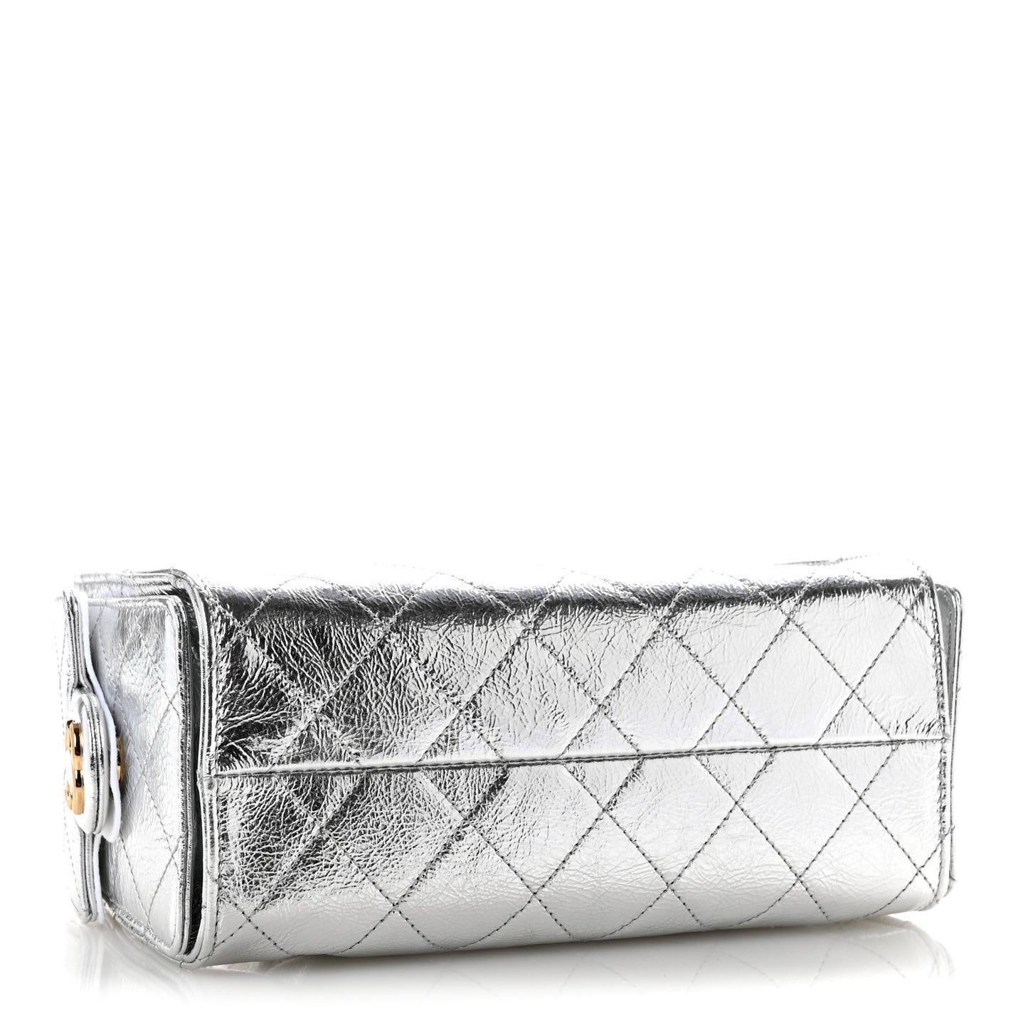 Metallic Aged Calfskin Quilted Mini Chanel 25 Handbag Silver