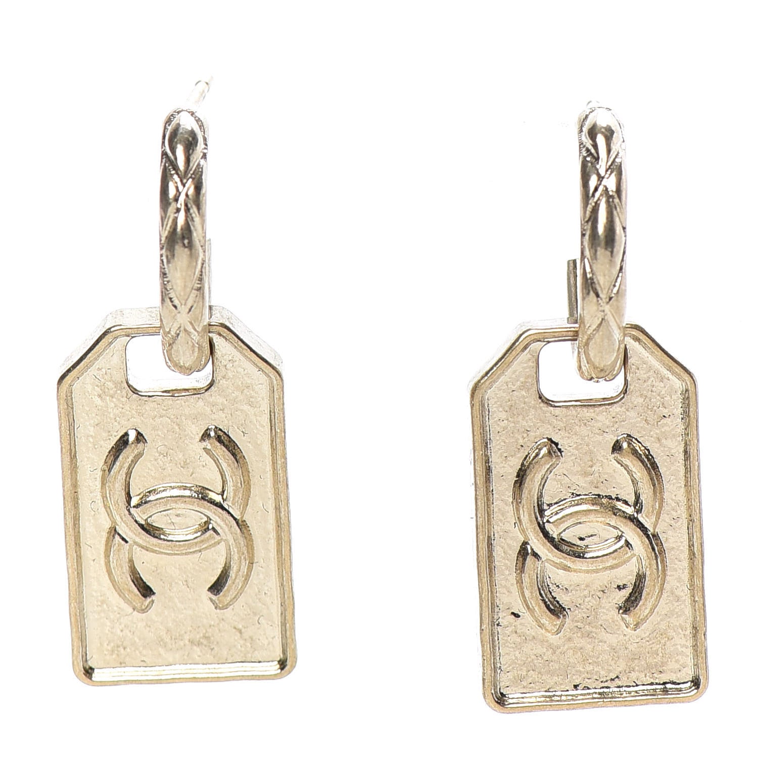 Chanel CC Tag Drop Earrings Gold 1 of 5