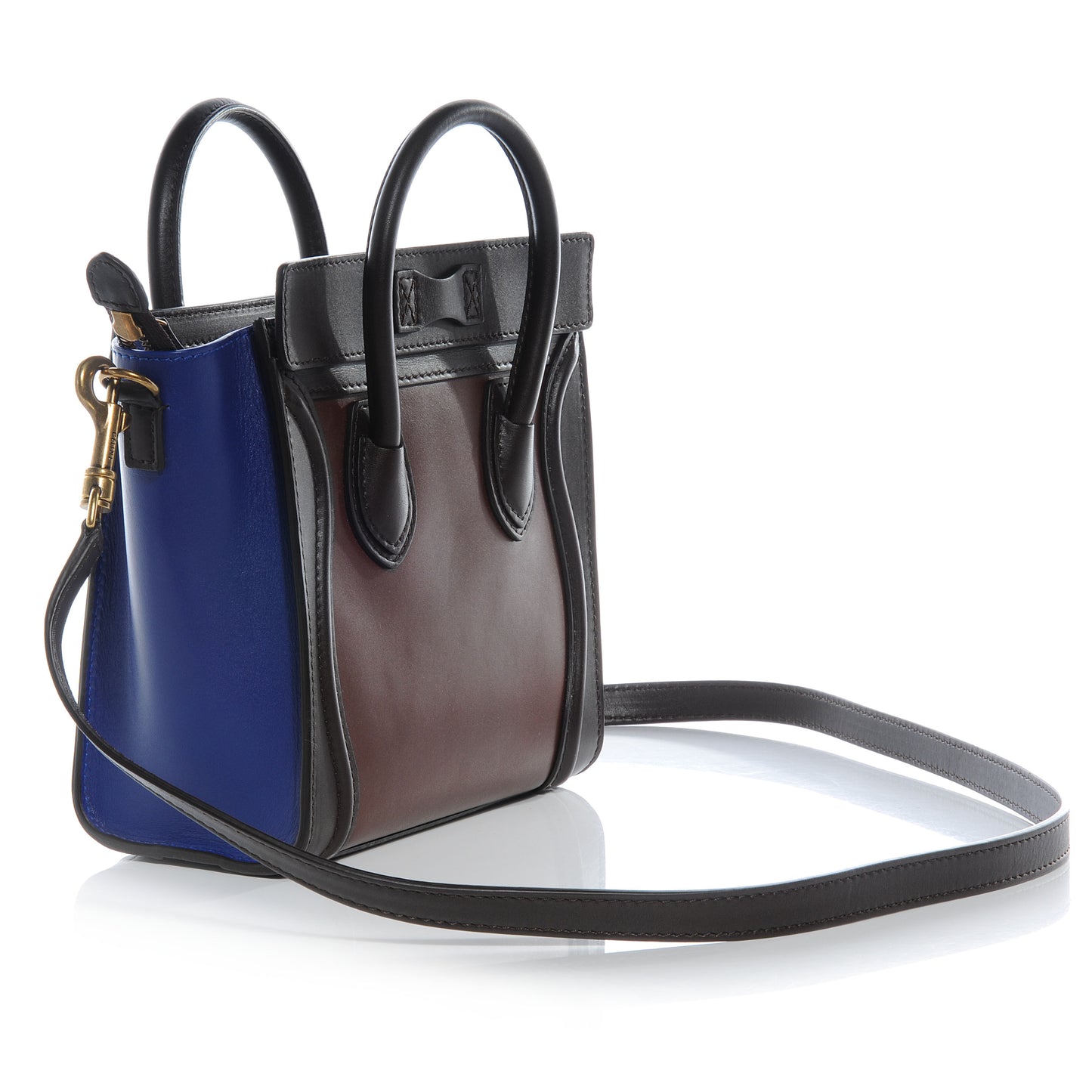 Smooth Calfskin Nano Tri-Color Luggage Acajou Royal Blue
