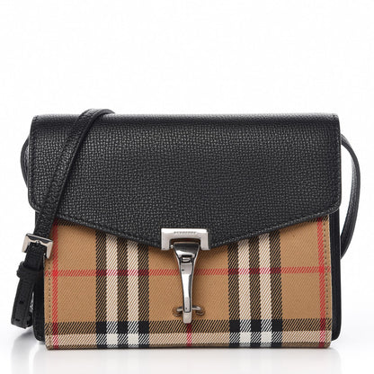 Burberry Grainy Calfskin Vintage Check Baby Macken Crossbody Bag Black 1 of 6