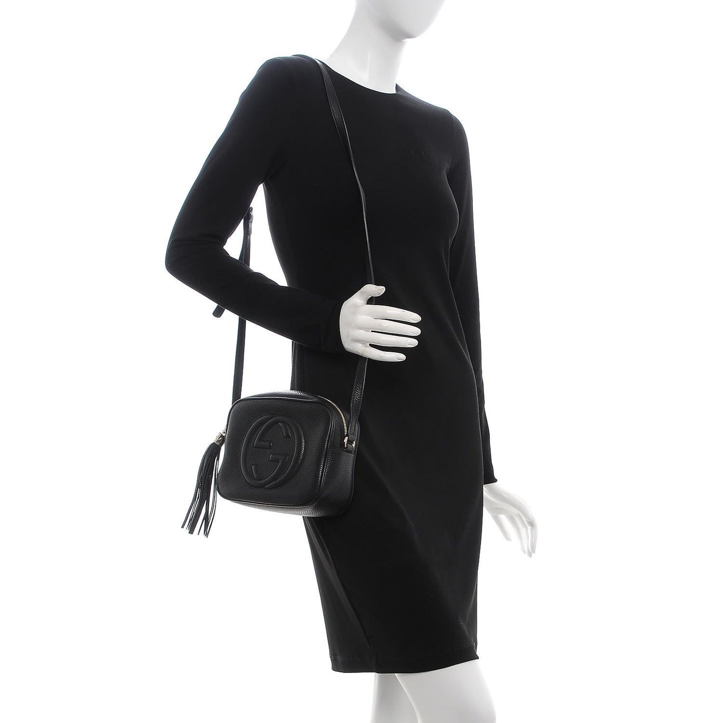 Pebbled Calfskin Small Soho Disco Bag Black