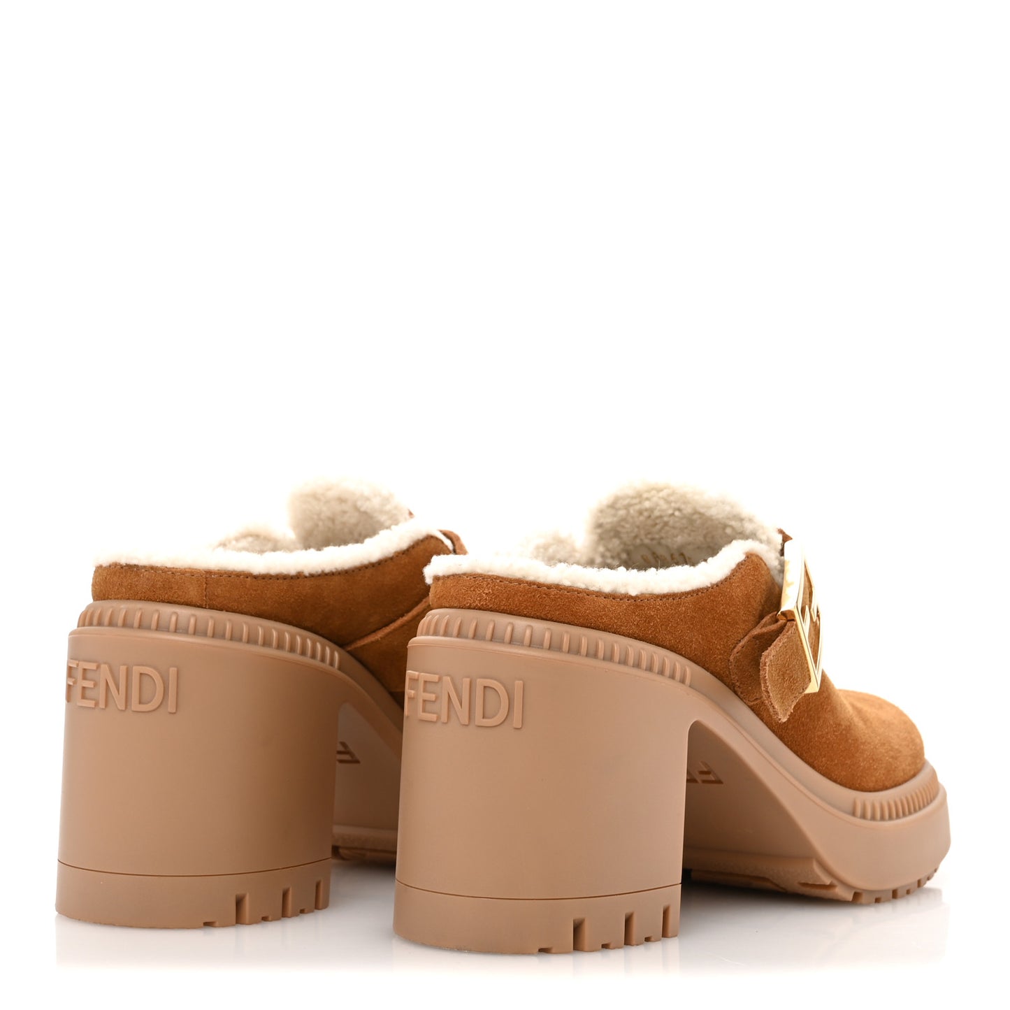 Suede Shearling Clogs 36 Caramello Latte