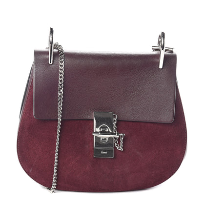 Chloe Suede Smooth Calfskin Drew Shoulder Bag Dark Purple 1 of 9