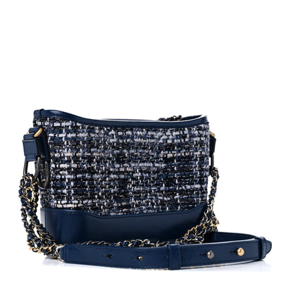 Chanel Tweed Calfskin Small Gabrielle Hobo Blue 3 of 10