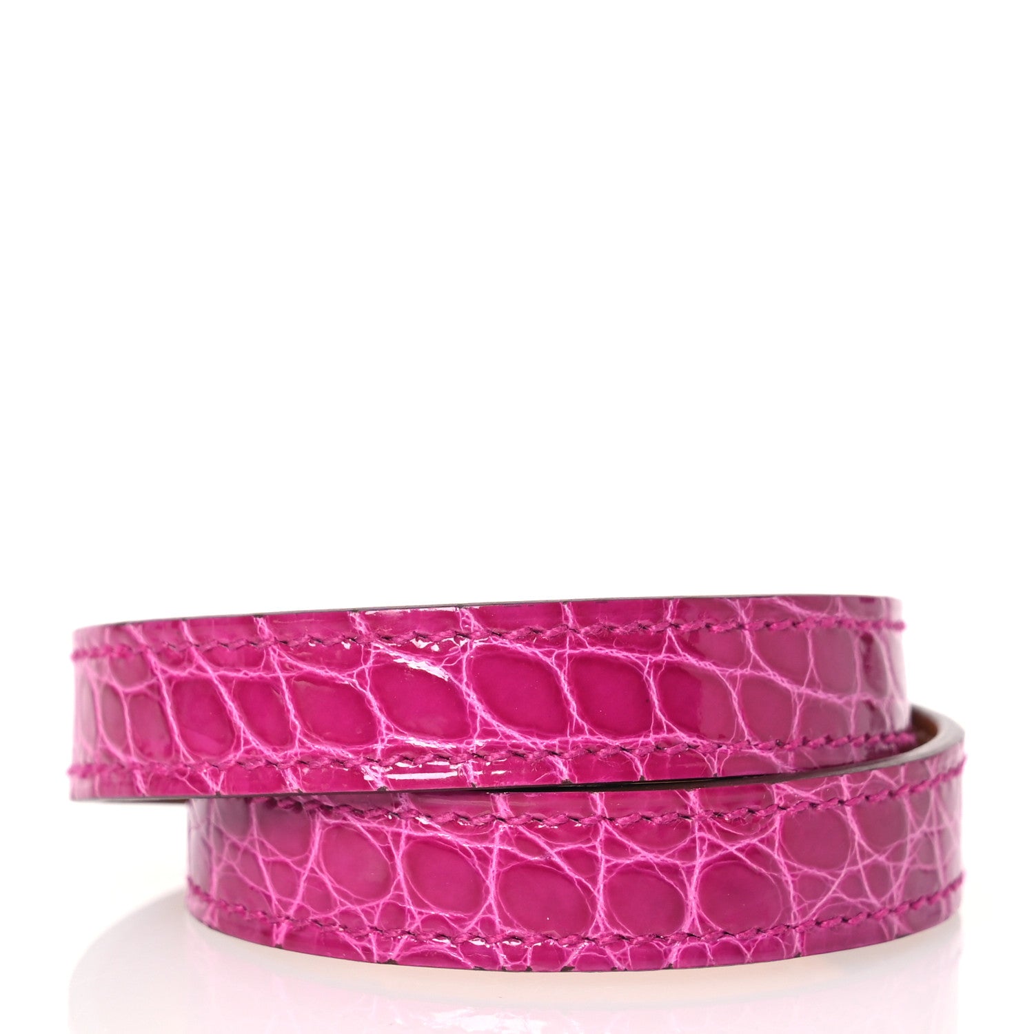 Hermes Shiny Alligator Kelly Double Tour Bracelet S Rose Scheherazade 3 of 7