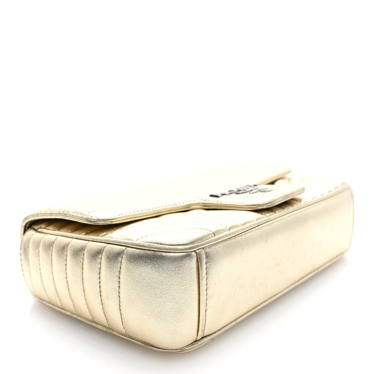Prada Metallic Nappa Impunture Diagramme Medium Chain Flap Shoulder Bag  Gold 4 of 9