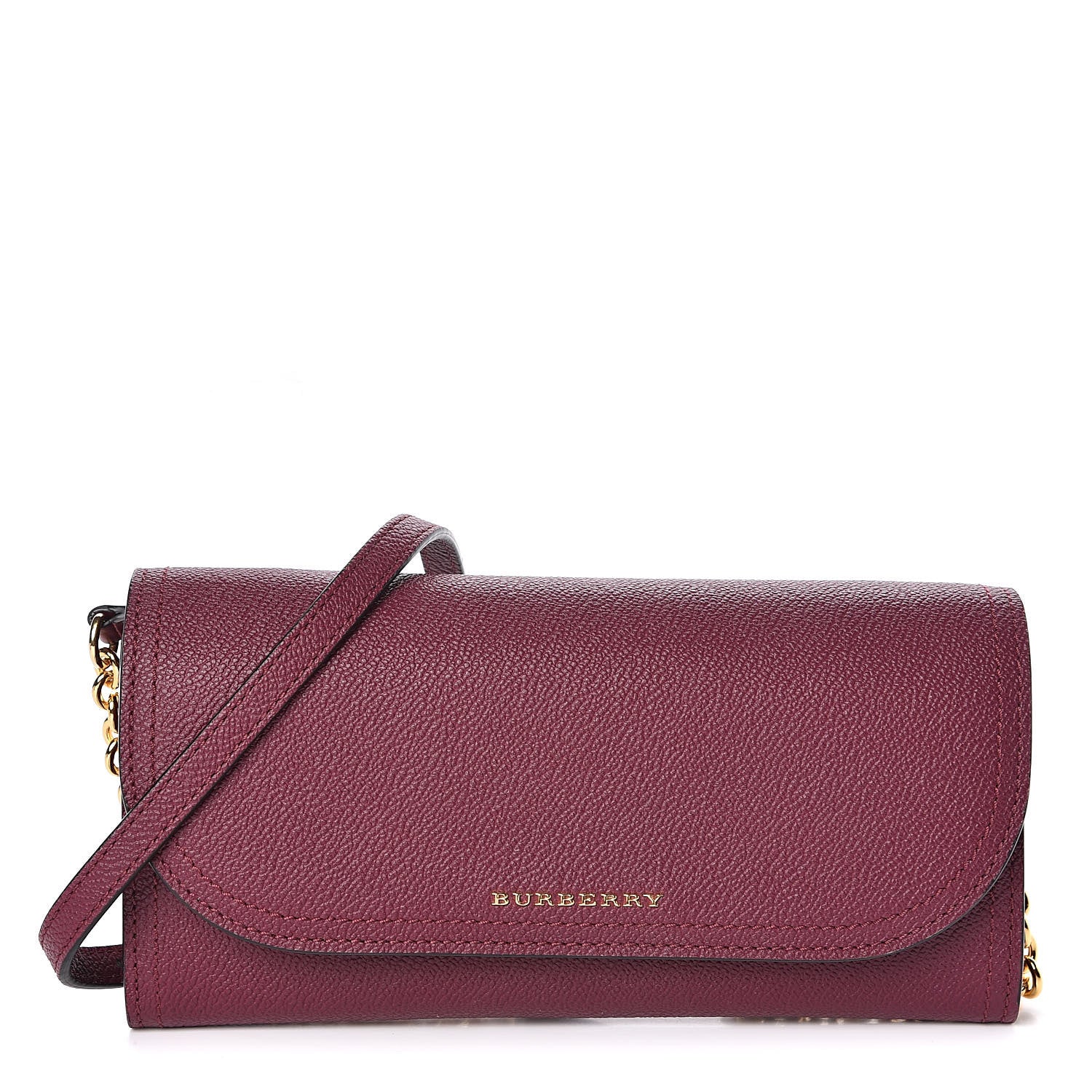 Burberry Grainy Calfskin Henley Wallet On Chain Burgundy 1 of 9