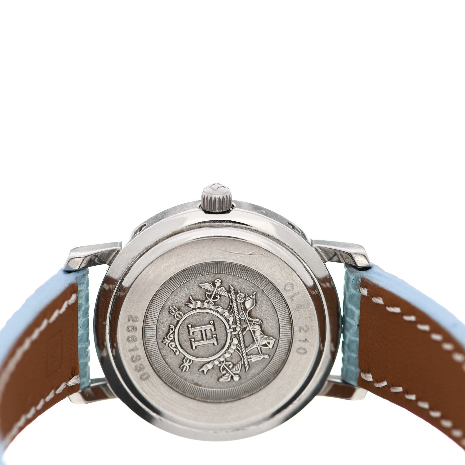 Hermes Stainless Steel Lizard 24mm Clipper Quartz Watch Blue Jean 4 of 5