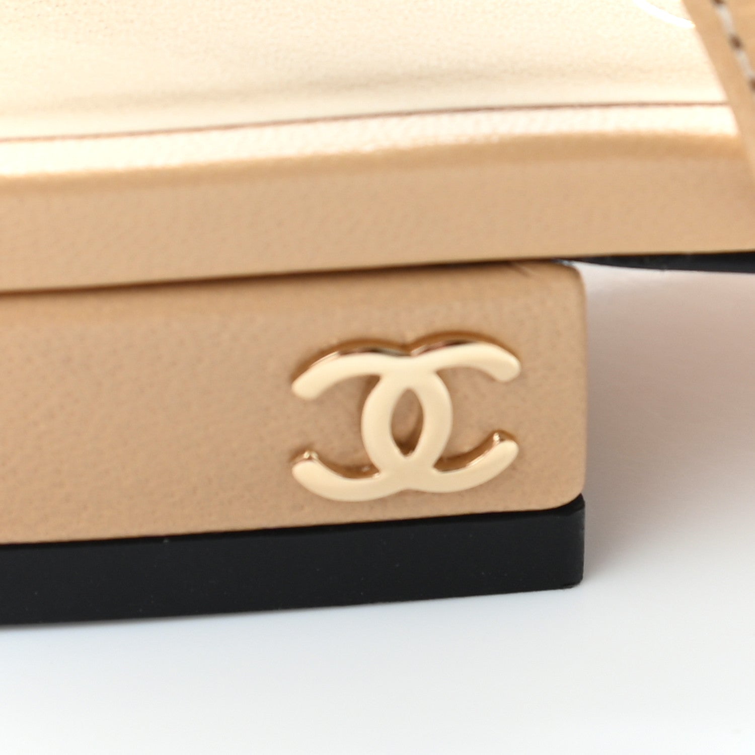 Chanel Lambskin Grosgrain Cap Toe CC Slingback Sandals 36 Beige Black 8 of 13