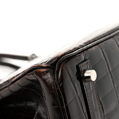 Hermes Shiny Niloticus Crocodile Birkin 30 Havane 16 of 16