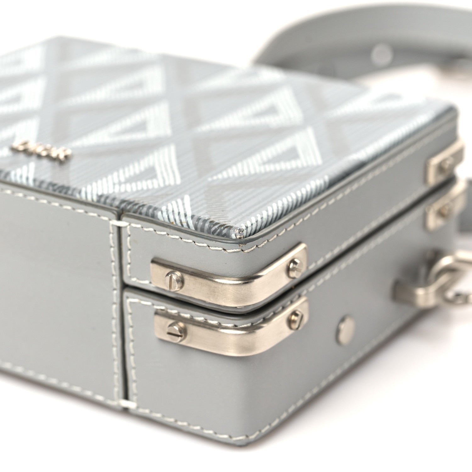 Christian Dior Coated Canvas CD Diamond Lock Mini Case Gray