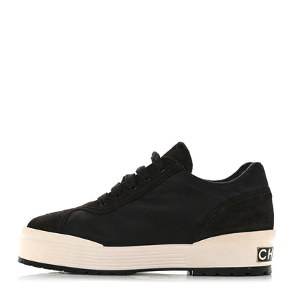 Chanel Nylon Suede CC Sneakers 38 Black 1 of 11