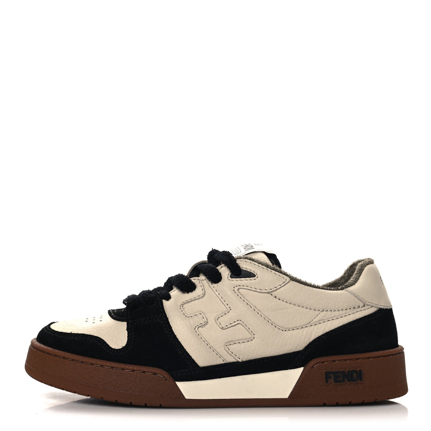 Suede Vitello Fendi Match Low Top Sneakers 40  Milk Black