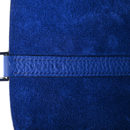 Hermes Taurillon Clemence Ostrich Touch Picotin Lock 22 Bleu Electrique 7 of 13