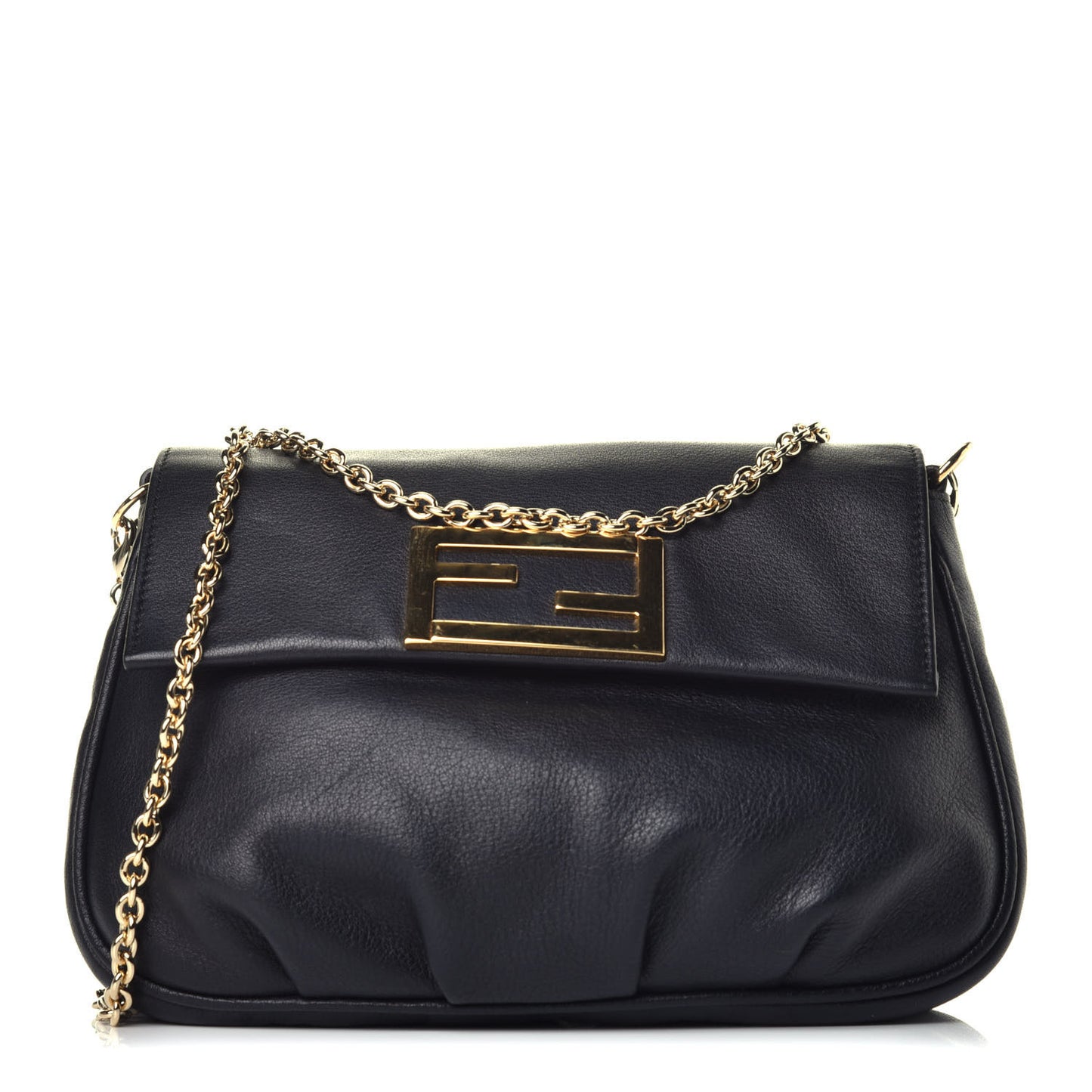 Vitello Flamingo Fendista Pouchette Crossbody Black