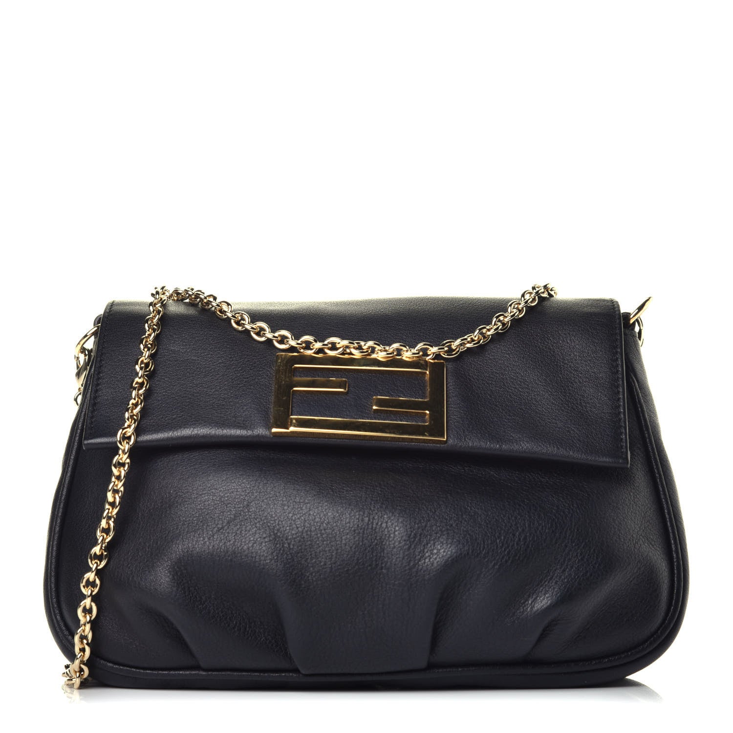 Fendi Vitello Flamingo Fendista Pouchette Crossbody Black 1 of 8