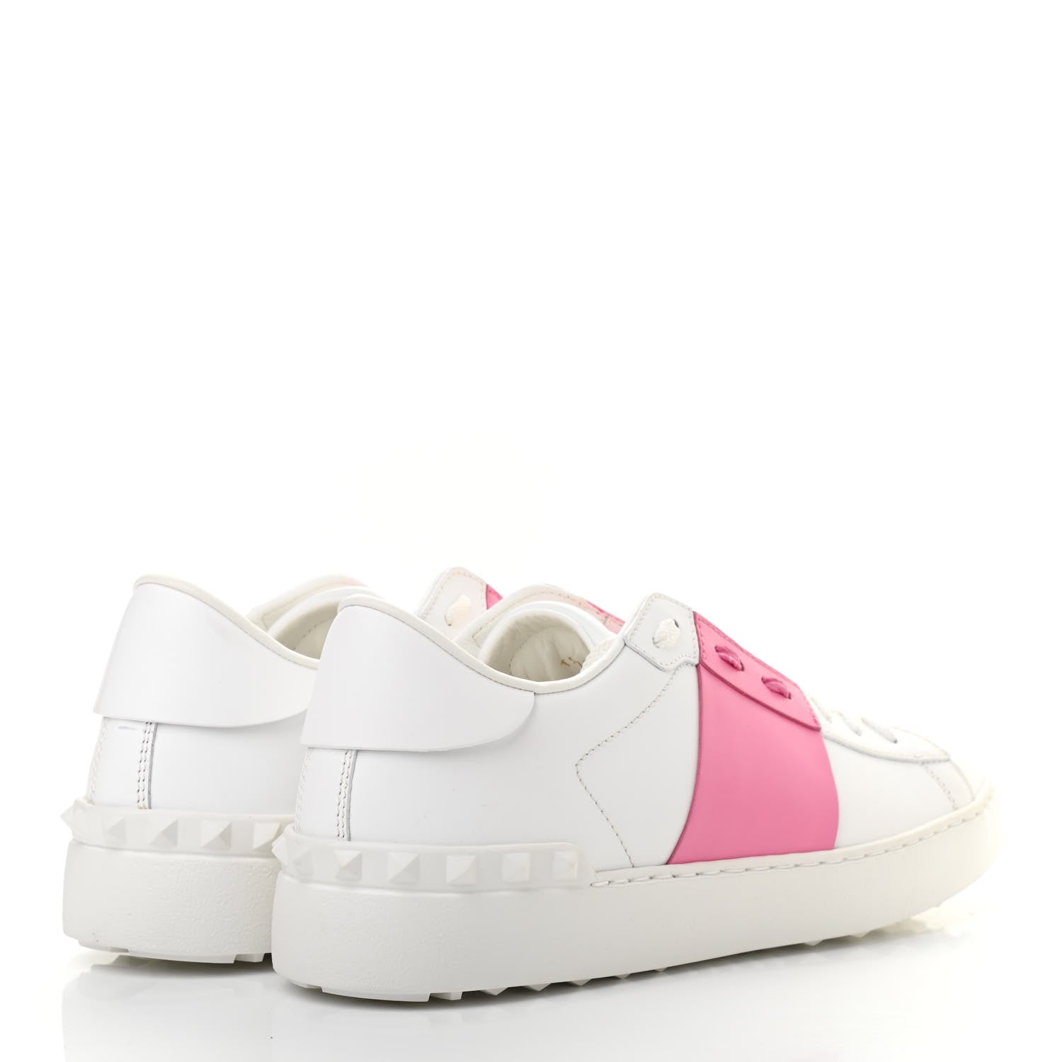 Valentino Garavani Calfskin Womens Rockstud Open Sneakers 40 White Pink 4 of 10
