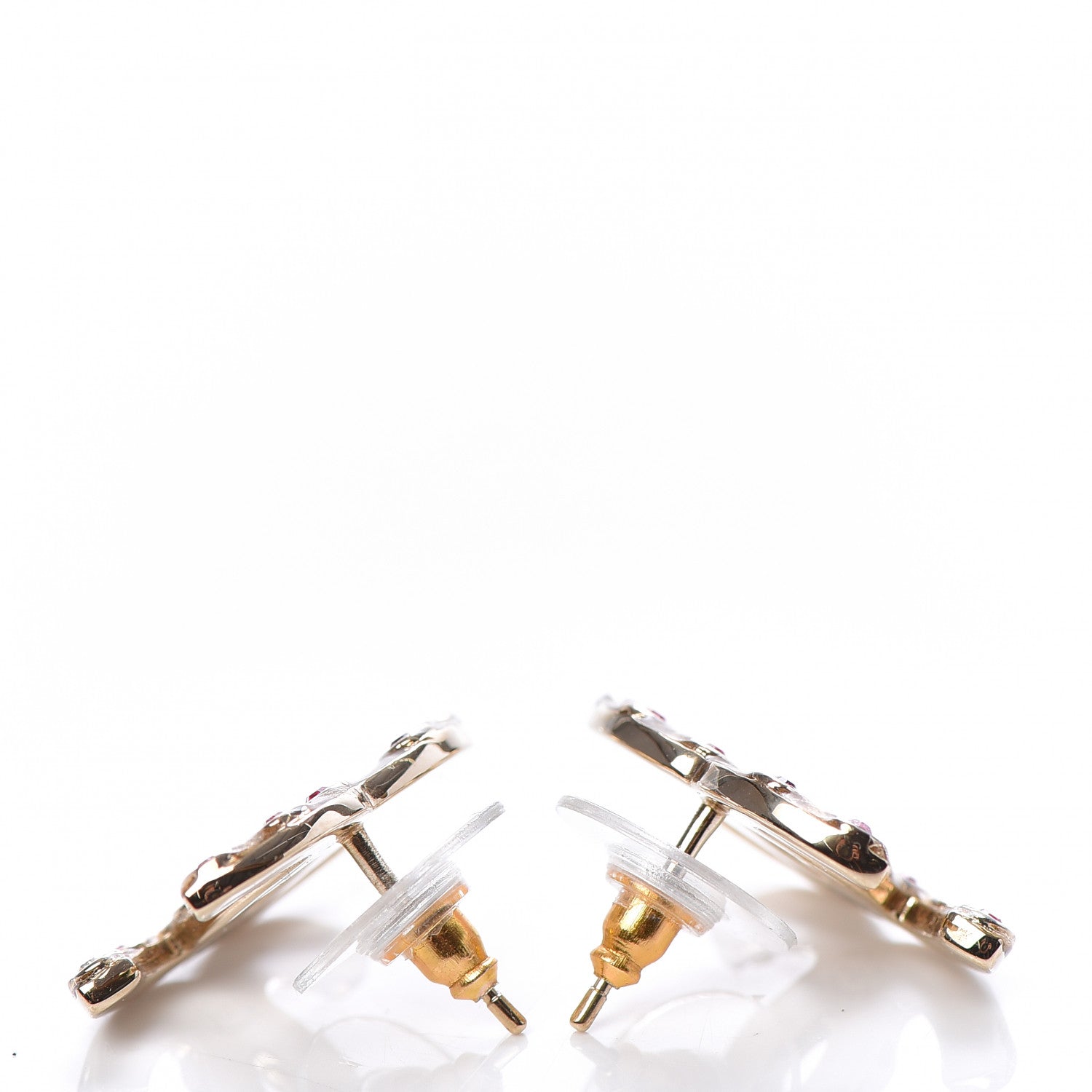 Chanel Crystal CC Earrings Gold Multicolor 3 of 5