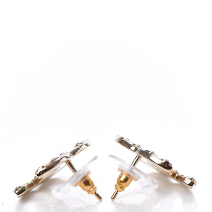Chanel Crystal CC Earrings Gold Multicolor 3 of 5