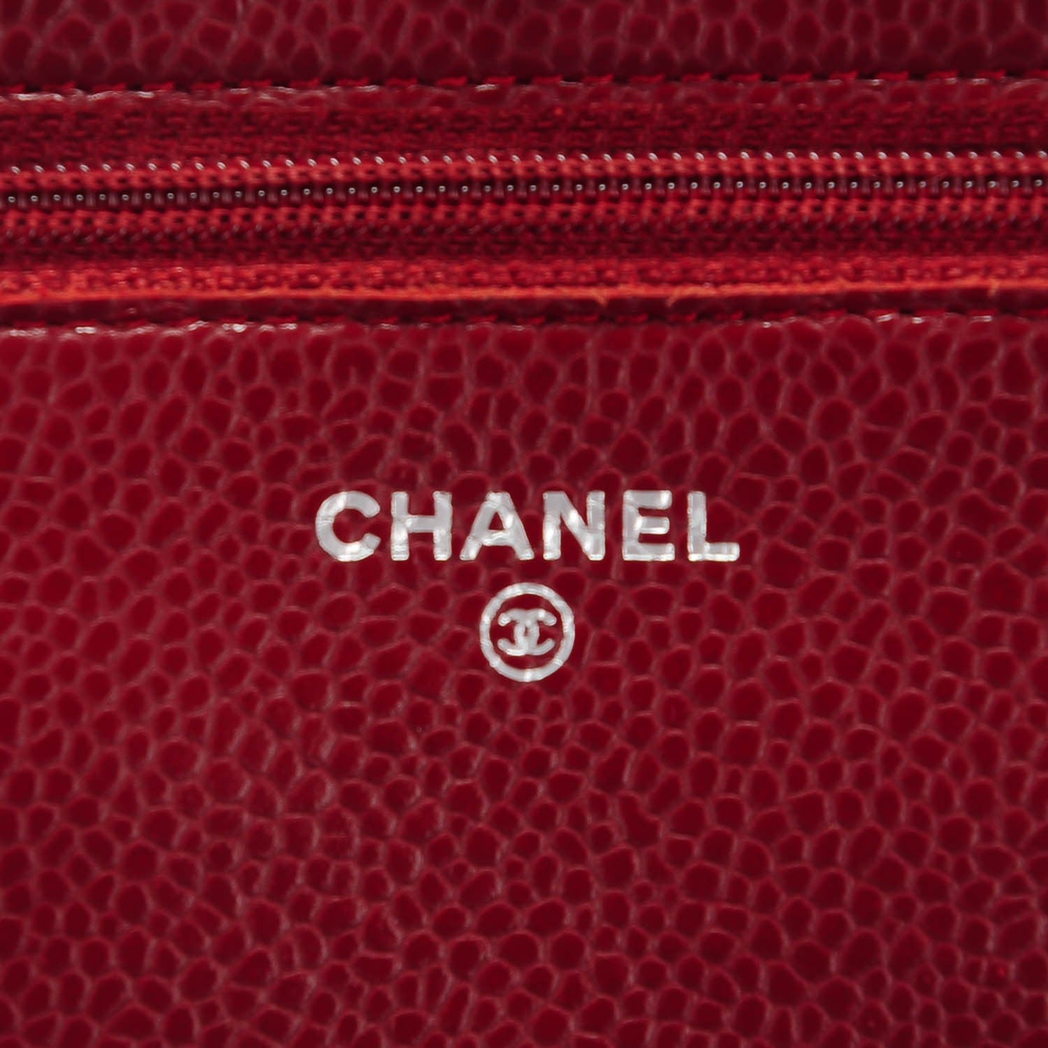Chanel Caviar Quilted Wallet On Chain WOC Dark Red 6 of 8