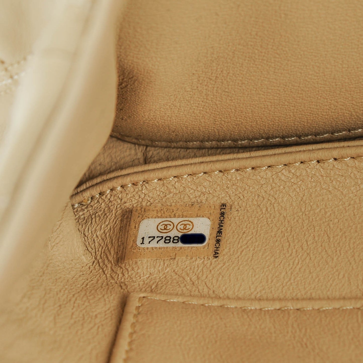 Calfskin Stitched Thin City Flap Clutch Beige