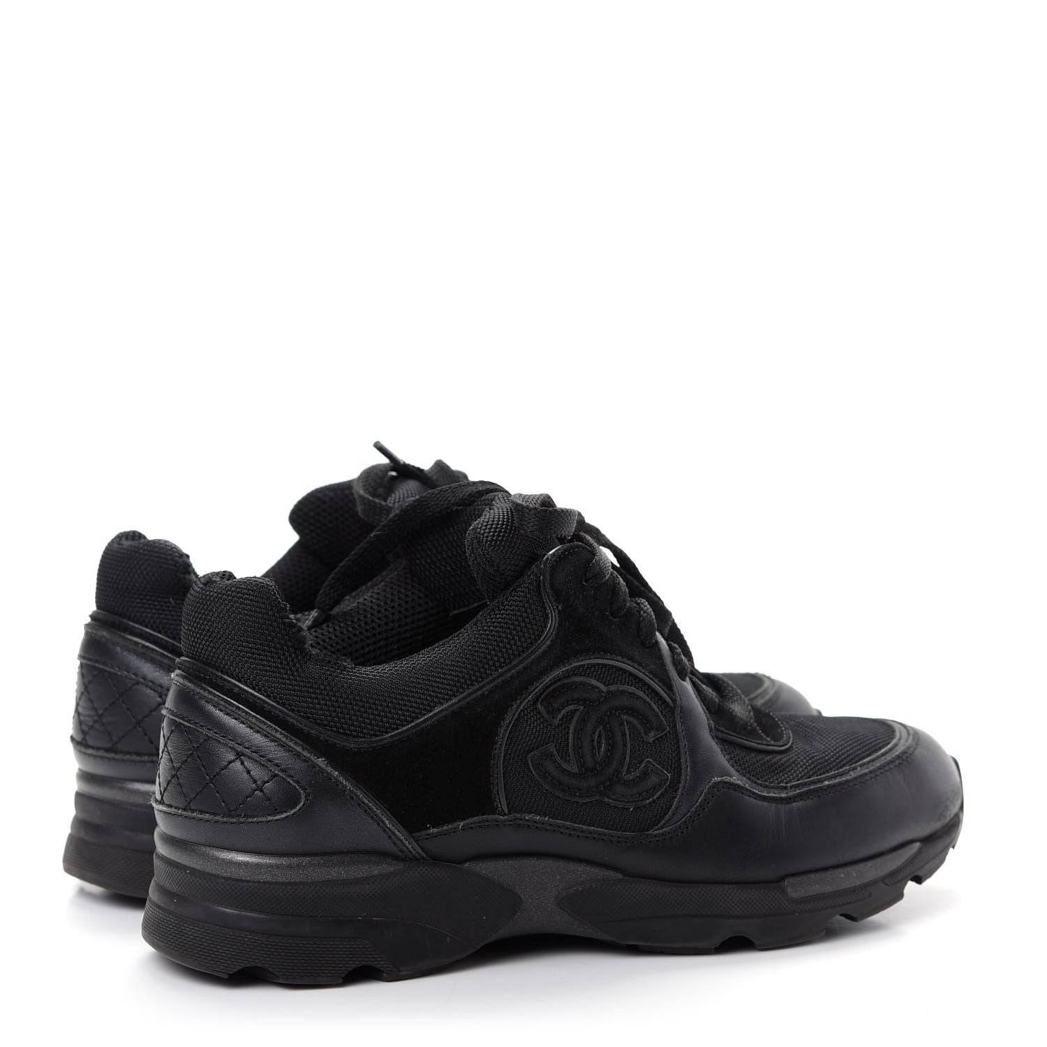 Chanel Toile Suede Calfskin CC Sneakers 35.5 Black 4 of 15