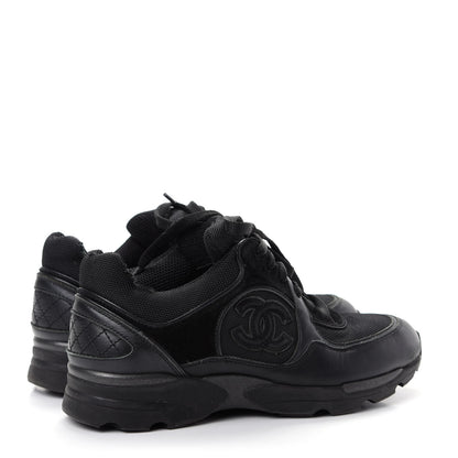 Chanel Toile Suede Calfskin CC Sneakers 35.5 Black 4 of 15