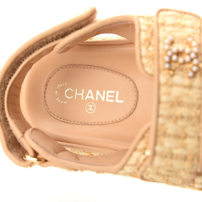 Chanel Braided Fabric Velcro Dad Sandals 36 Beige 7 of 11