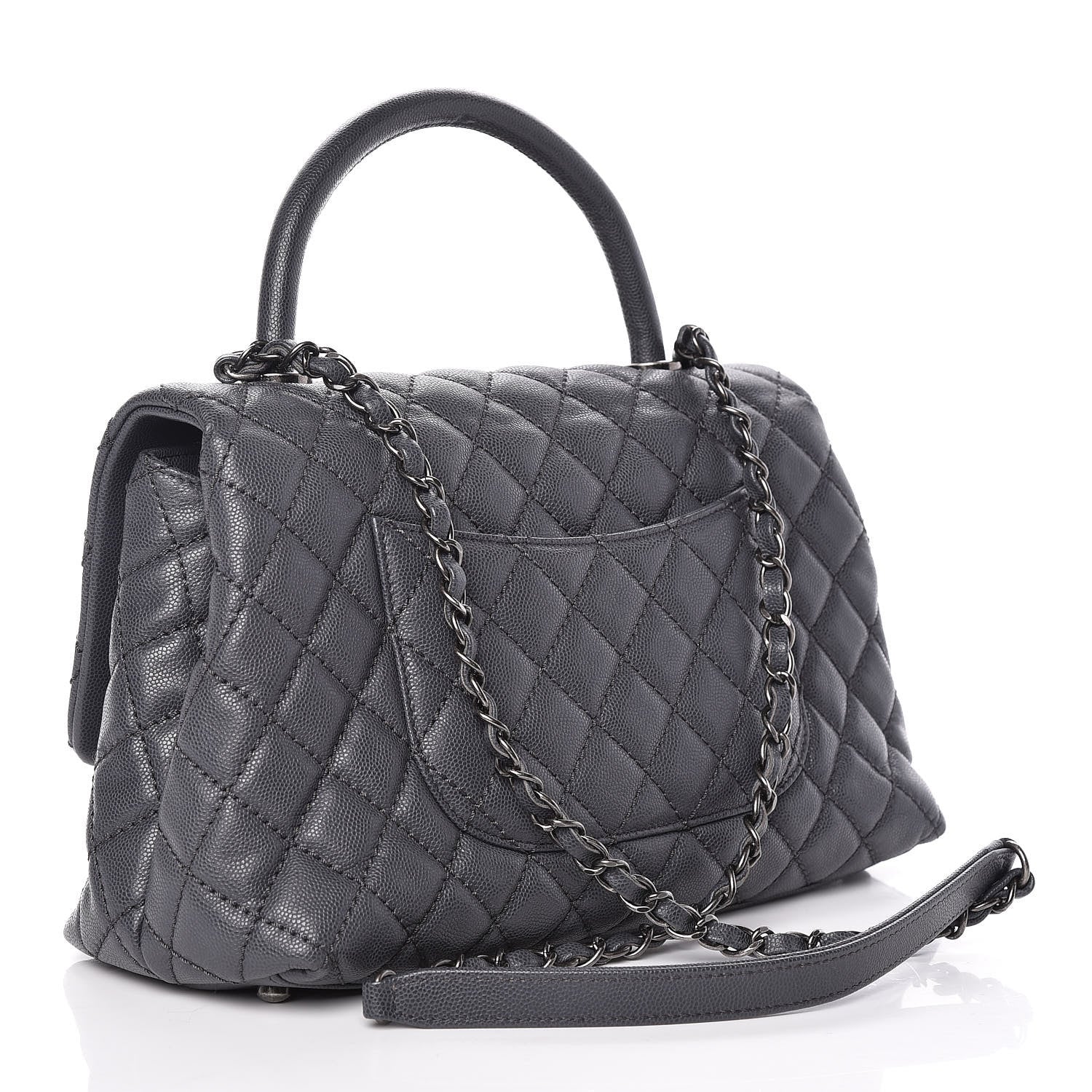 Chanel Caviar Quilted Small Coco Handle Flap Gray 3 of 18