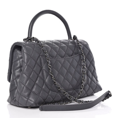 Chanel Caviar Quilted Small Coco Handle Flap Gray 3 of 18