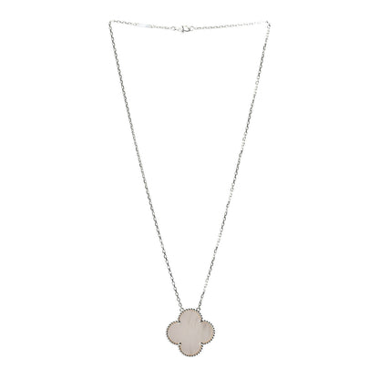 Van Cleef & Arpels 18K White Gold Mother of Pearl Magic Alhambra Pendant Necklace 3 of 4
