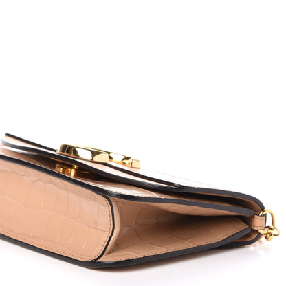 Chloe Calfskin Crocodile Embossed C Shoulder Bag Nut 10 of 11